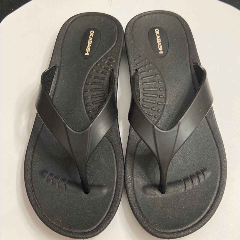 Okabashi Maui ladies Black flip flop sandals size 7 1/2–8